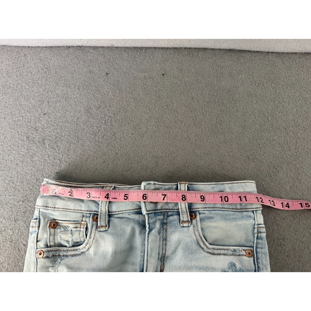 American Eagle Hi-Rise Shortie Jean Shorts 000 Denim Cut Off Coquette Soft Girl - Picture 6 of 13